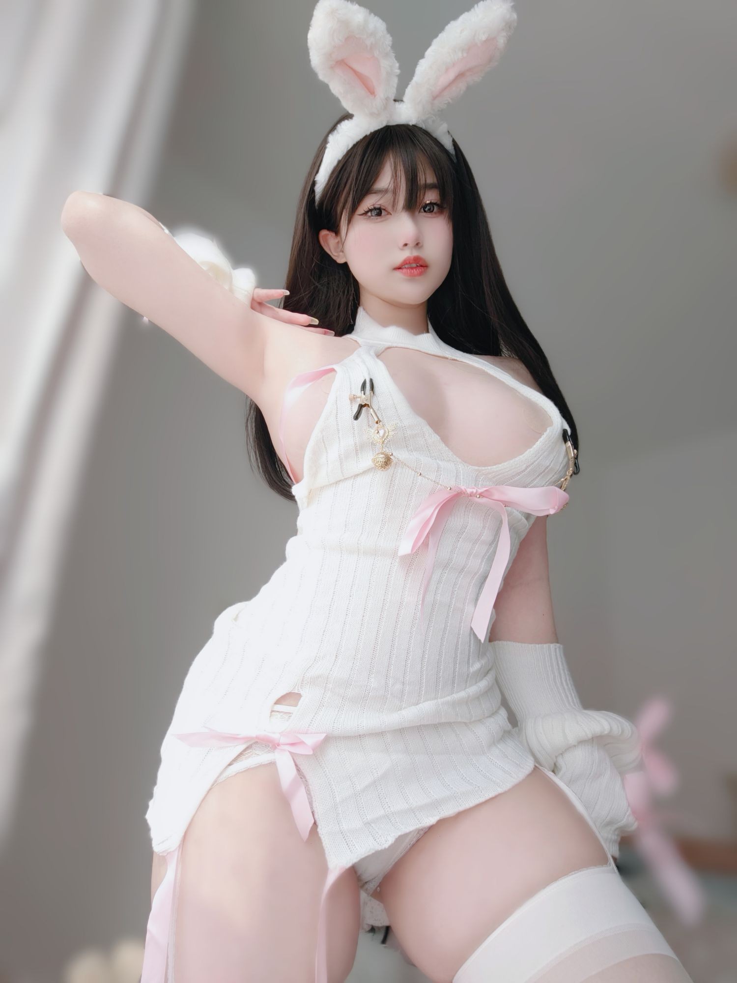 美女动漫博主女主K性感Cosplay写真白丝兔女郎 (42)