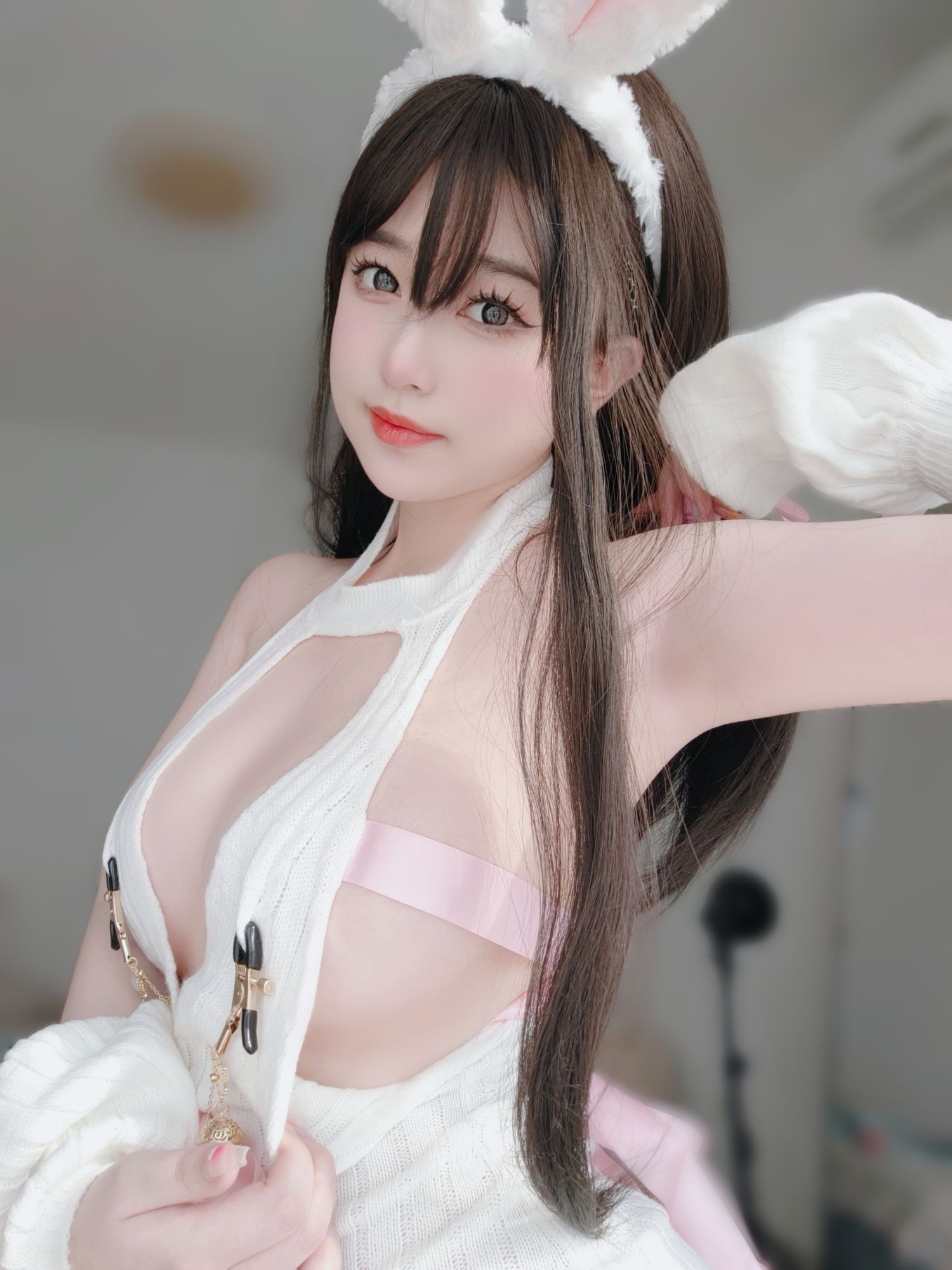 美女动漫博主女主K性感Cosplay写真白丝兔女郎 (14)