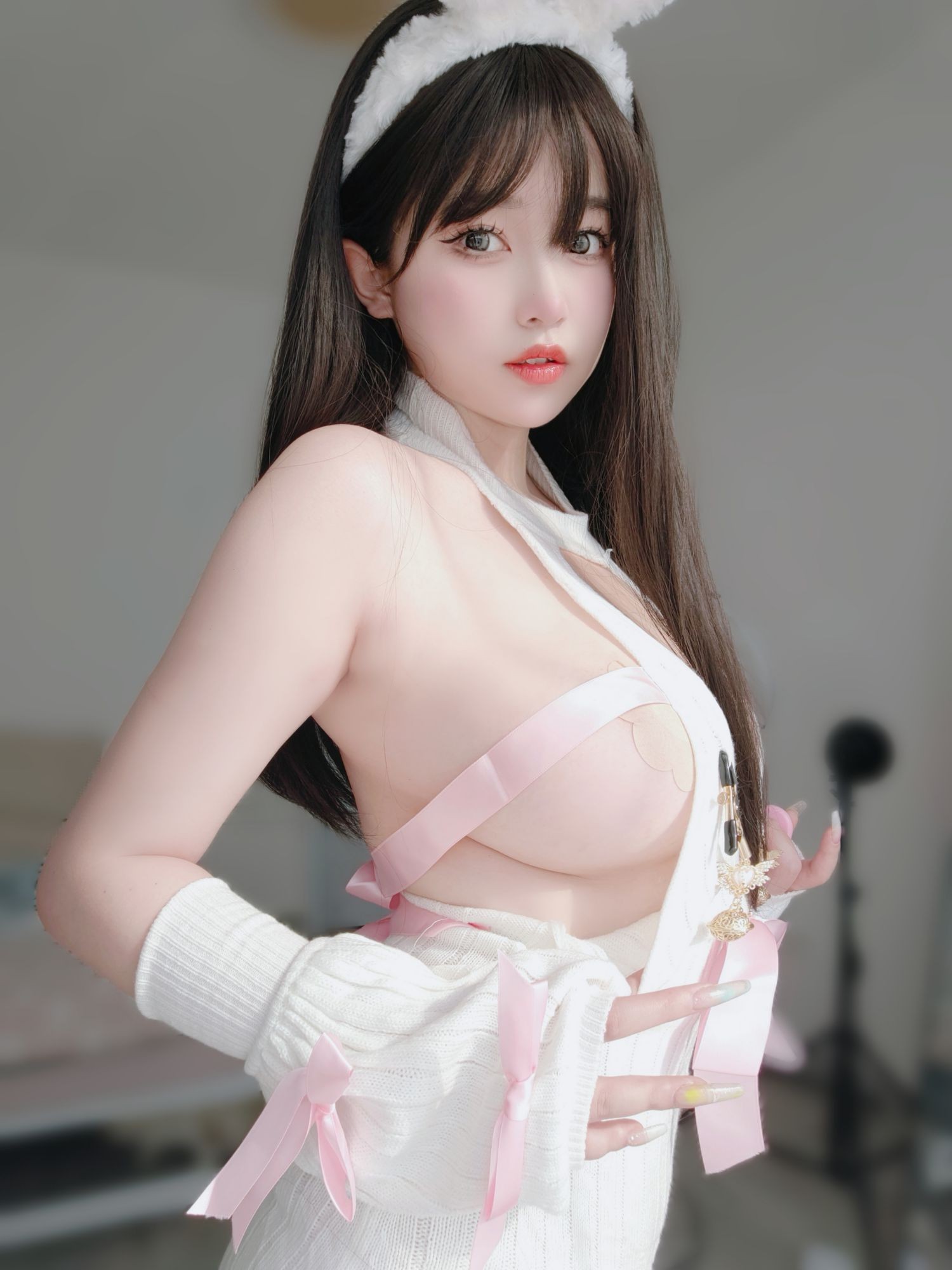 美女动漫博主女主K性感Cosplay写真白丝兔女郎 (4)