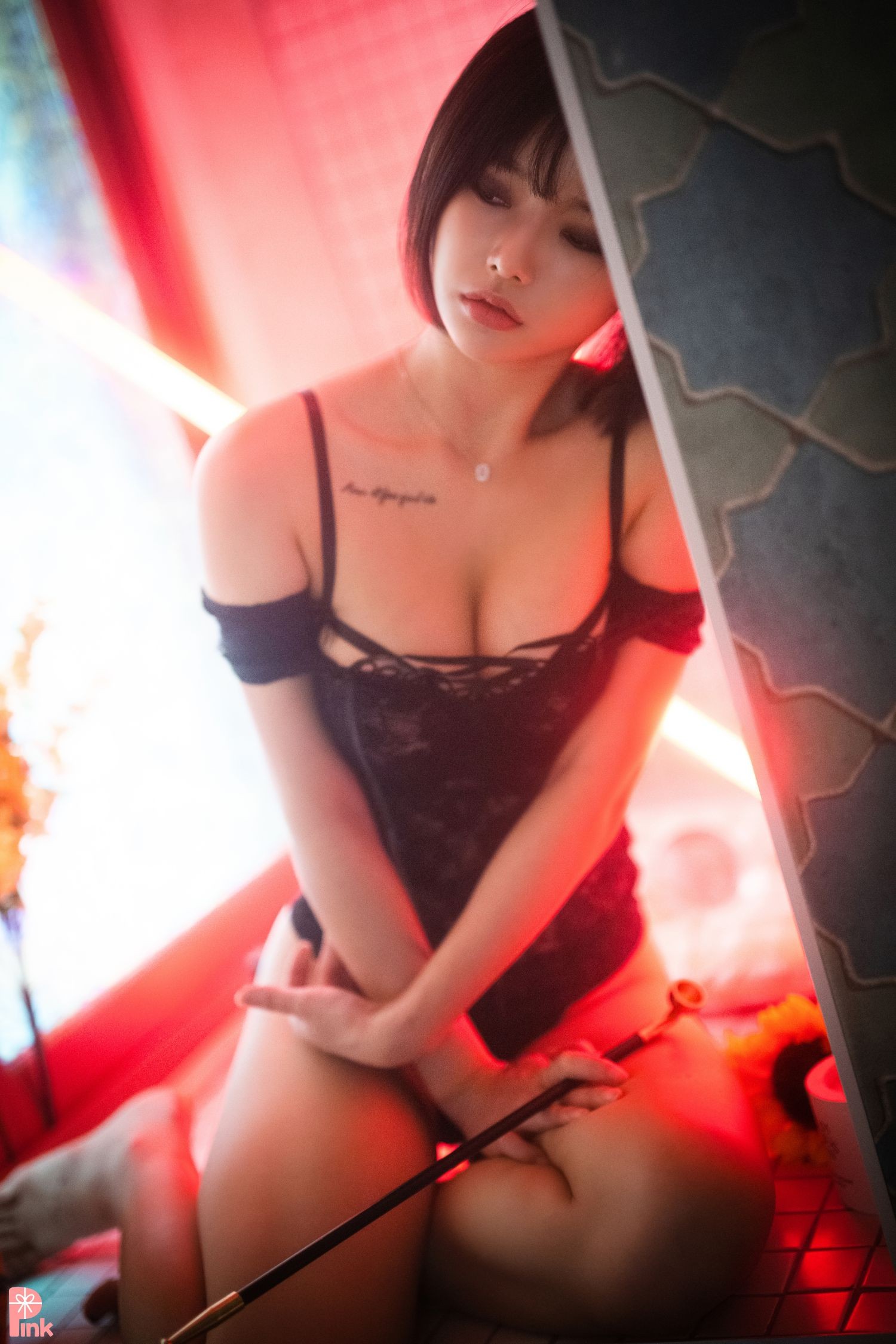 PINK RIBBON 韩国美少女模特性感写真 Uuuha Mood Black (46)